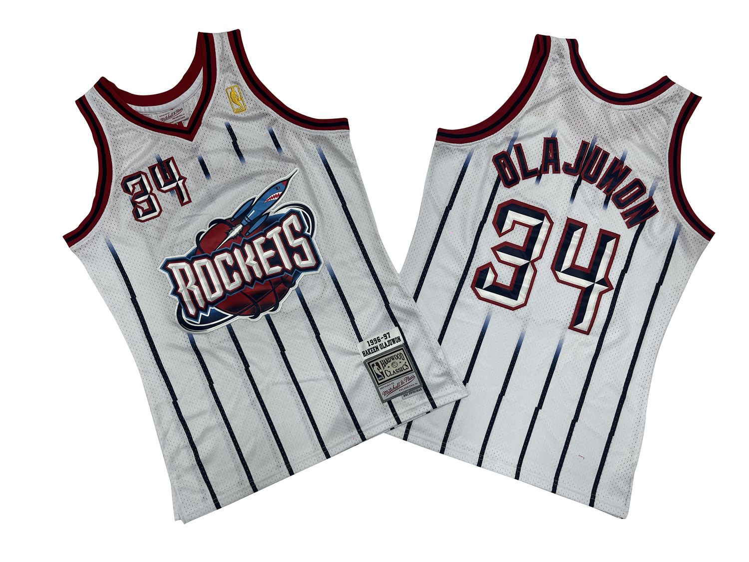 Men Houston Rockets 34 Olajuwon White Throwback NBA Jersey